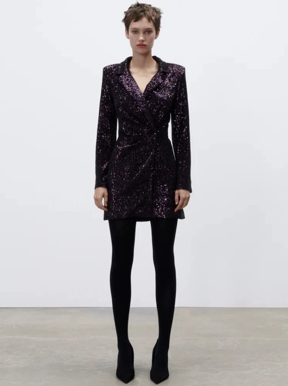 Zara, Purple Sequin Blazer Dress, Size L